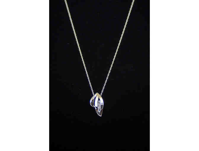 Diamond and Silver Leaf Pendant Necklace