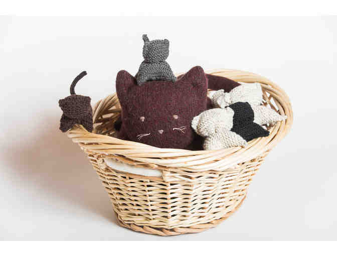 Handknit and Sewn Basket of Kitties by GMWS Parent Handwork