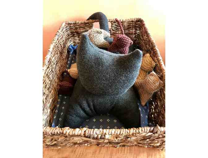 Handknit and Sewn Basket of Kitties by GMWS Parent Handwork