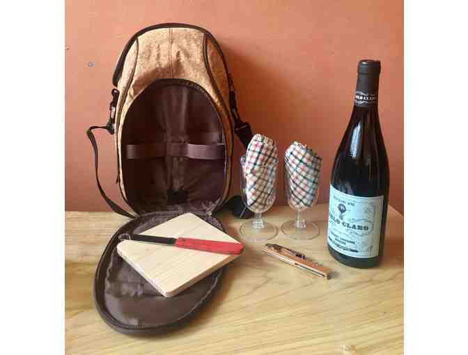 Cork Picnic Bag Set with Two Bottles of Wine