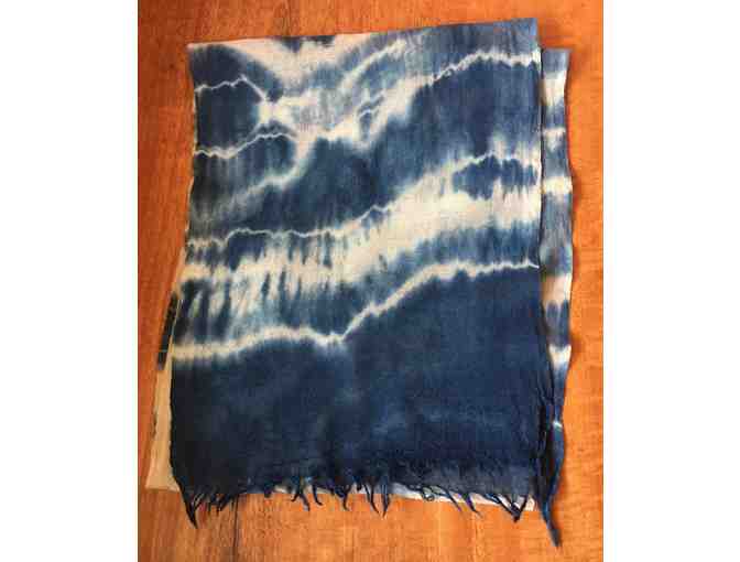 Plant Dyed Indigo Wool Gauze Scarf, by GMWS Parent Handwork