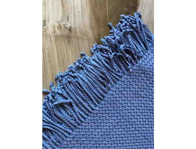 Blue Knit Throw Blanket