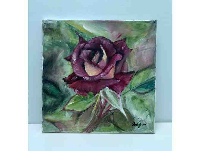 Original Canvas Rose Painting by Shelly Luan, Fall Fair Vendor