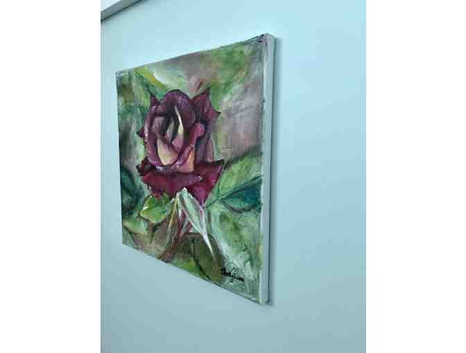 Original Canvas Rose Painting by Shelly Luan, Fall Fair Vendor