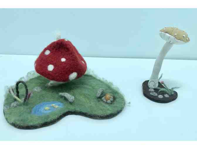 Handmade Red Toadstool Felted Play Mat