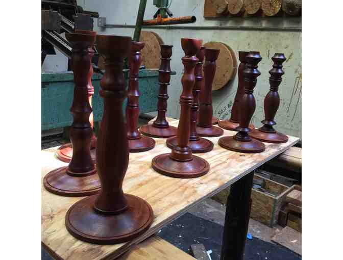 7th Grade Class Project - Set of 2 hand turned candlestick holders - Preview