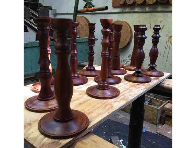 7th Grade Class Project - Set of 2 hand turned candlestick holders - Preview