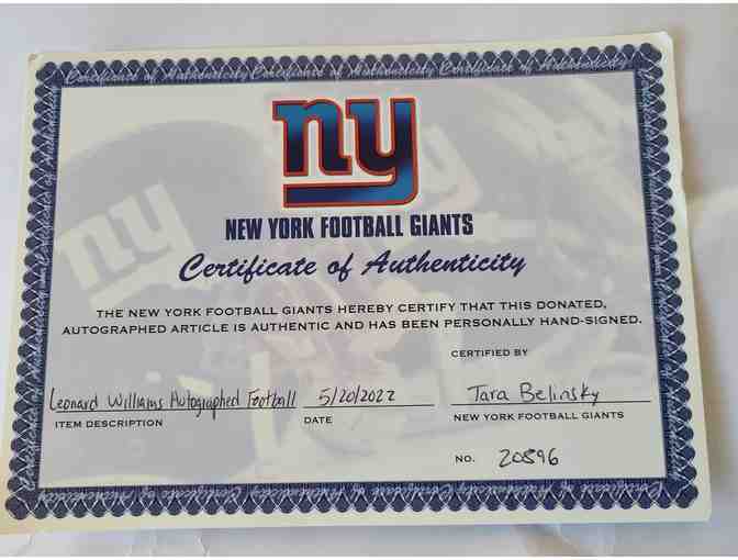 New York Giants Football Autographed by Leonard Williams