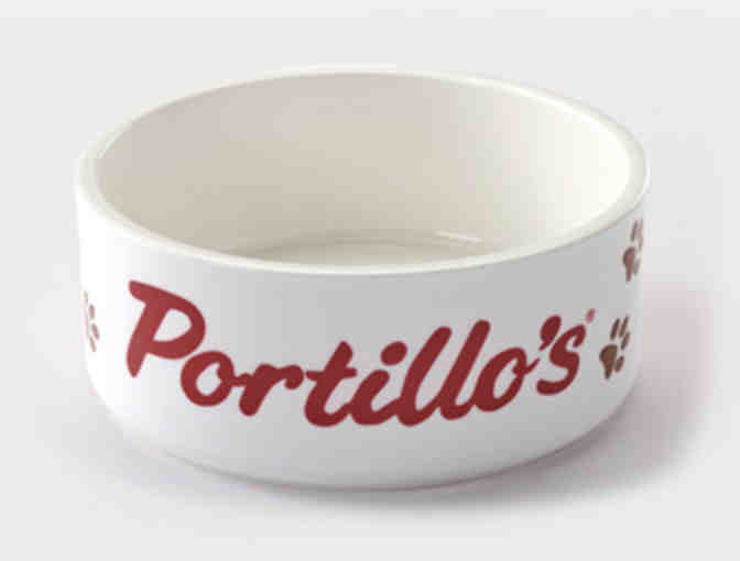 Portillo's gift card, doggy bowl and doggy bandanas