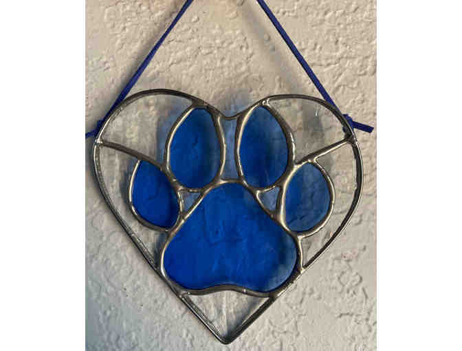 Stained Glass Heart with Paw Print