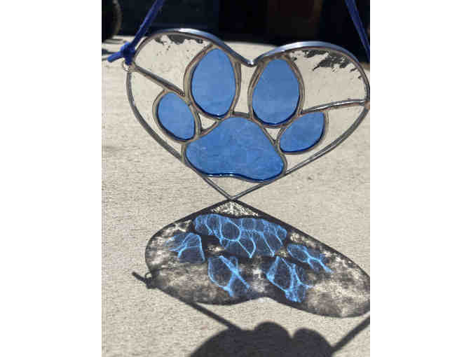 Stained Glass Heart with Paw Print