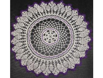 Crocheted Doily, Lovely Purple Edging