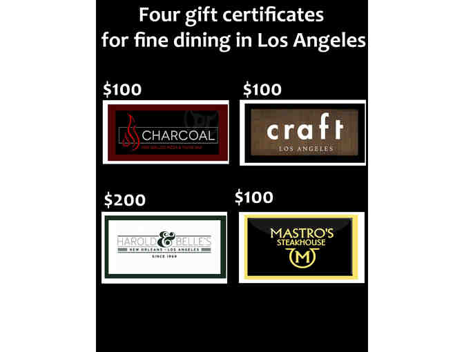 Gift certificates to four local restaurants in Los Angeles CA - Photo 1
