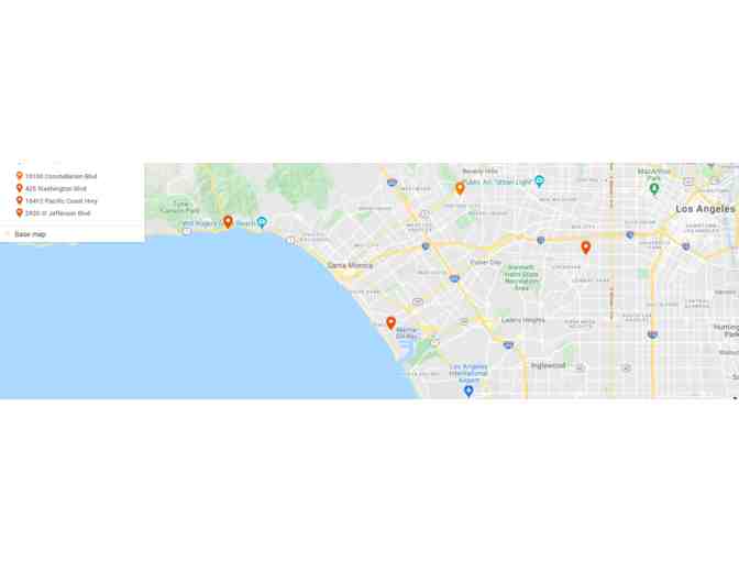 Gift certificates to four local restaurants in Los Angeles CA