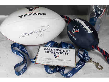 Houston Texans: Justin Reid Autographed Football, Dog Leash & Cup