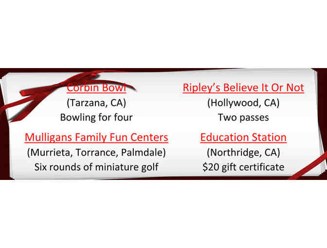 Bowling, Miniature Golf, Ripley's, and Education Station