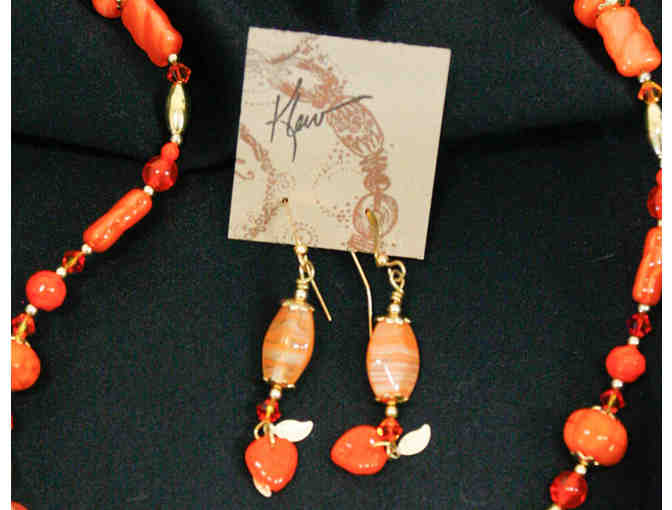 Orange Necklace and Earrings