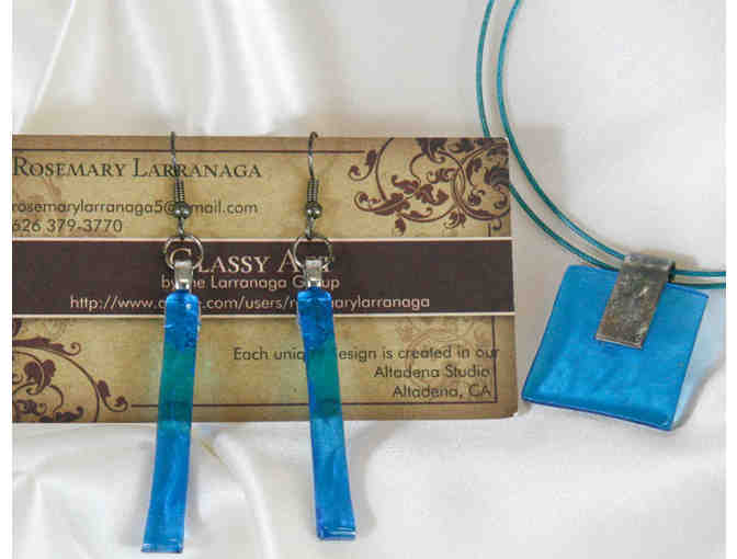 Turquoise Blue Glass Necklace and Earrings