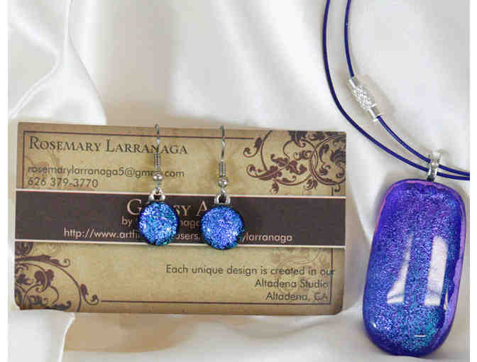 Deep Blue Glass Necklace and Earrings