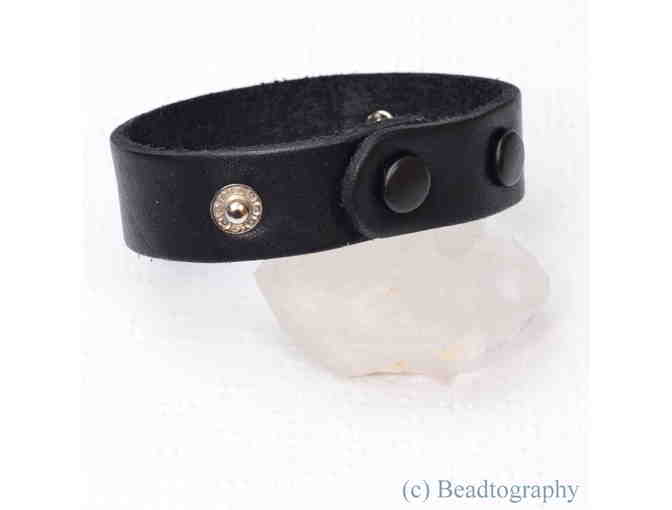 Unisex Leather Braille Bracelet - 'freedom'