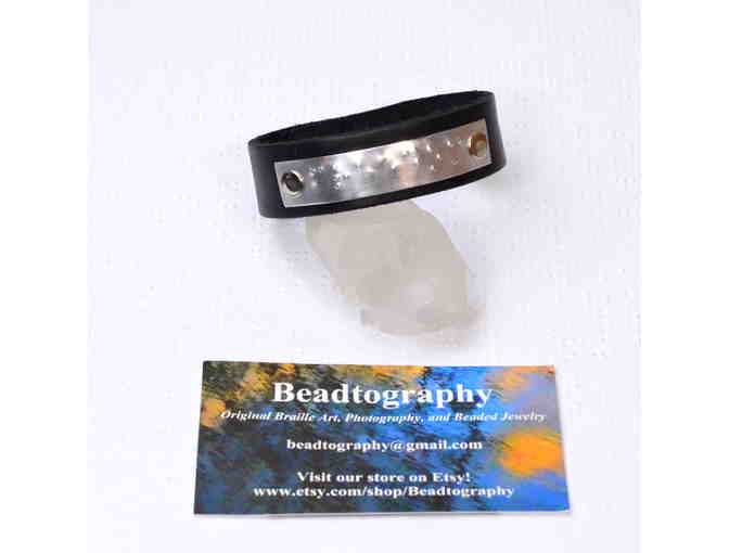 Unisex Leather Braille Bracelet - 'freedom'