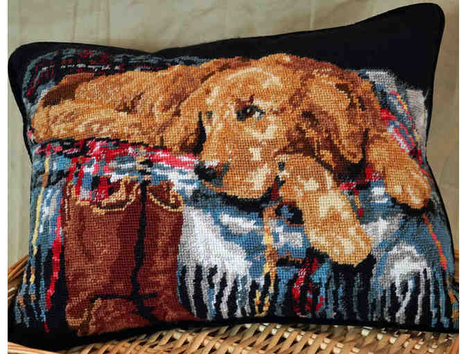 Golden Retriever Needlepoint Pillows