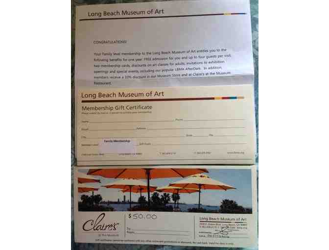 Long Beach Museum of Art One Year Family Membership plus $50 Gift Certificate to Claire's