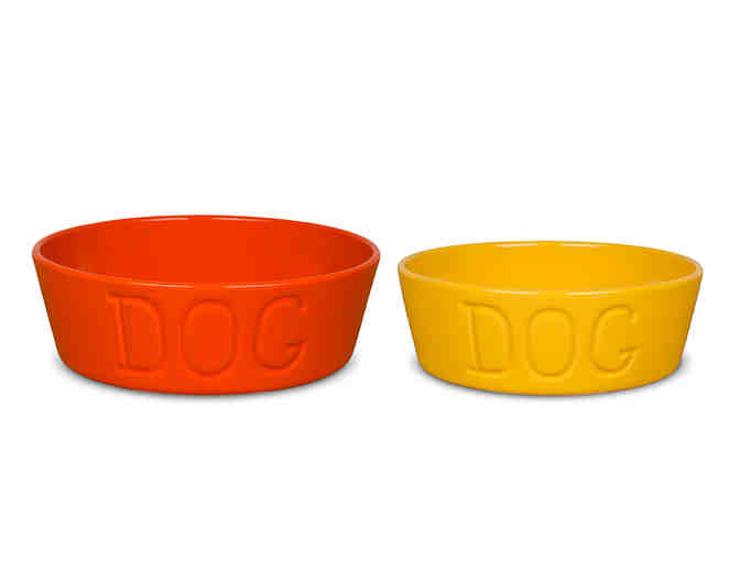 Bauer Pottery Dog Bowl Set