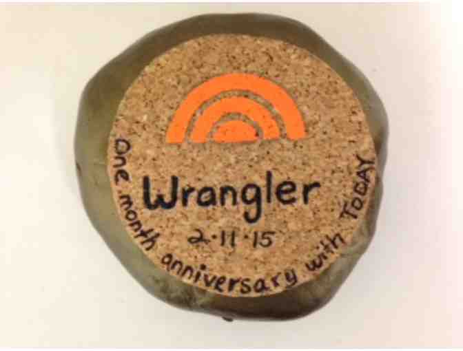 Wrangler TODAY's First Crate - and his Paw Print!