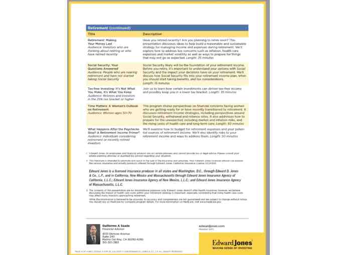 Edward Jones Session Tote Bag Plus Financial Advisor Session