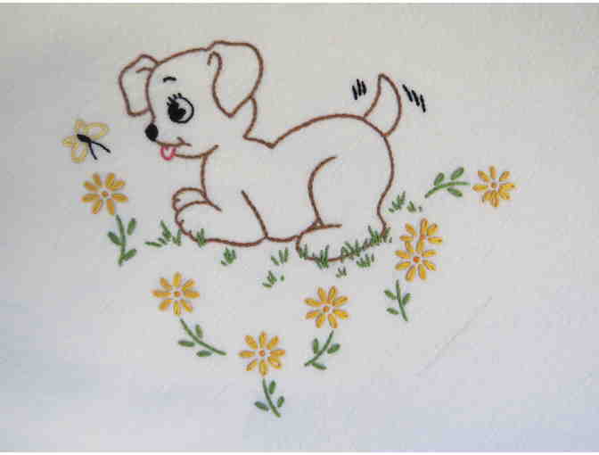 Dogs Loving Freedom Hand-Embroidered Kitchen Towels