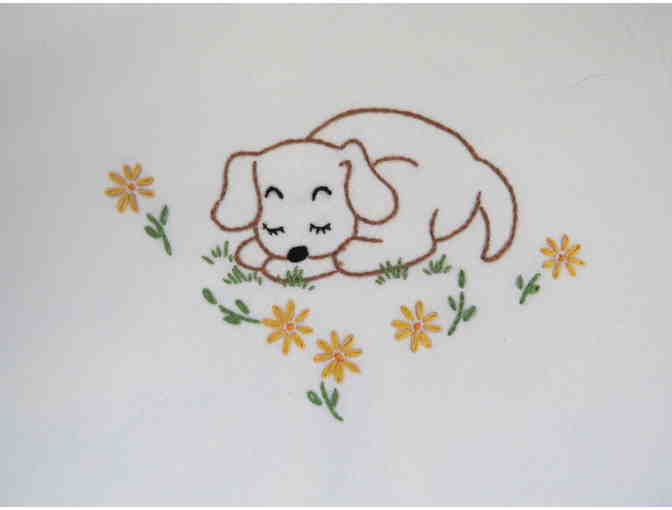 Dogs Loving Freedom Hand-Embroidered Kitchen Towels