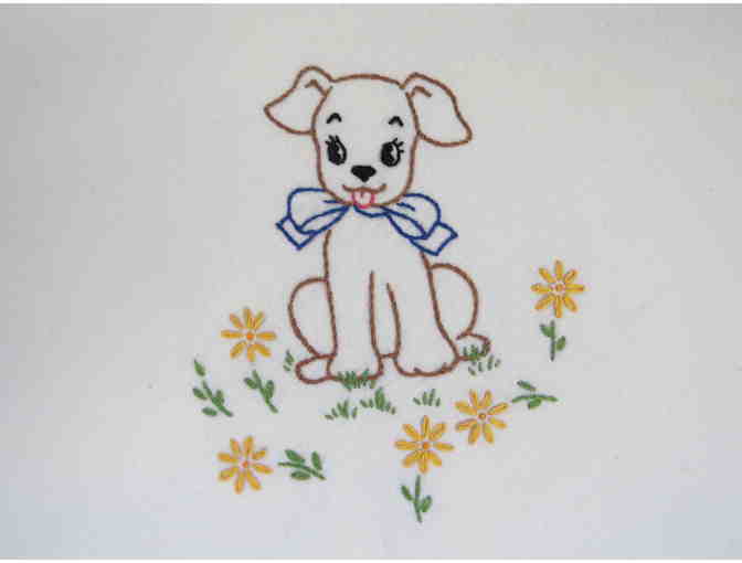 Dogs Loving Freedom Hand-Embroidered Kitchen Towels