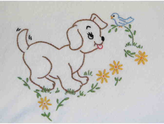 Dogs Loving Freedom Hand-Embroidered Kitchen Towels