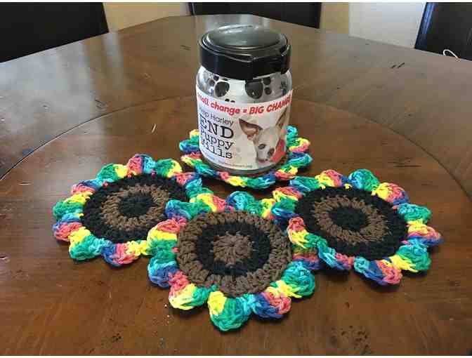 Crocheted Rainbow Coasters (set of 4)