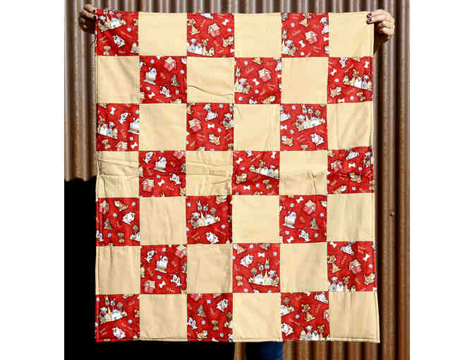 Handmade Dog Quilt/Blanket - Red & Tan