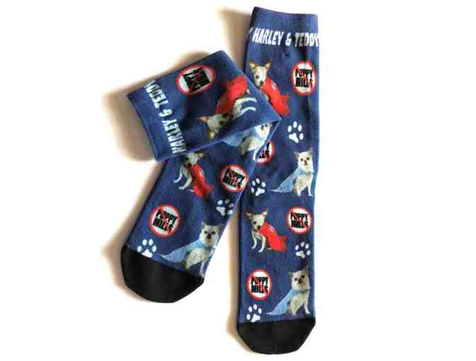 Harley & Teddy Blue 'No Puppy Mill' Socks
