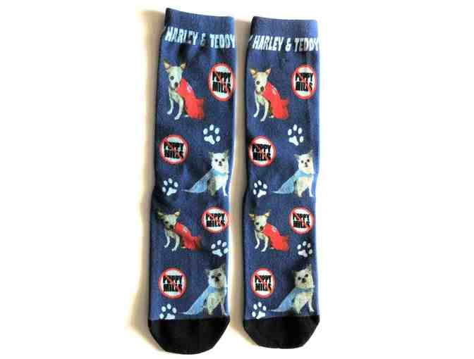 Harley & Teddy Blue 'No Puppy Mill' Socks