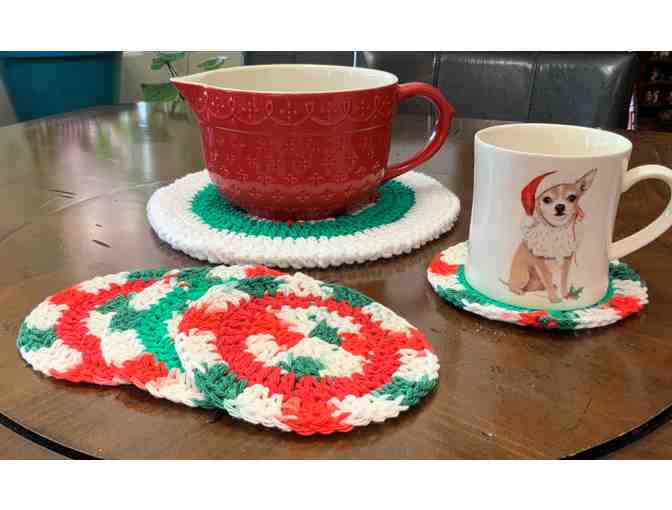 Set of 5 Red & Green Coasters