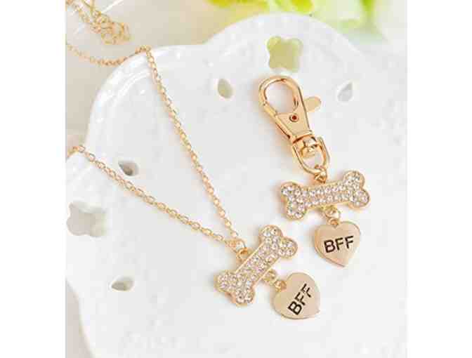 BFF Dog Bone Necklace and Key Ring Set