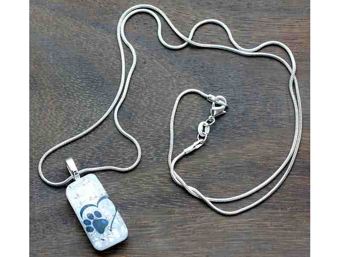 Heart & Paw Glass Pendant Necklace
