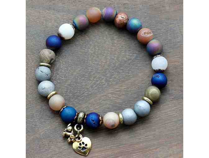 Agate Dog Paw Print Bracelet Set