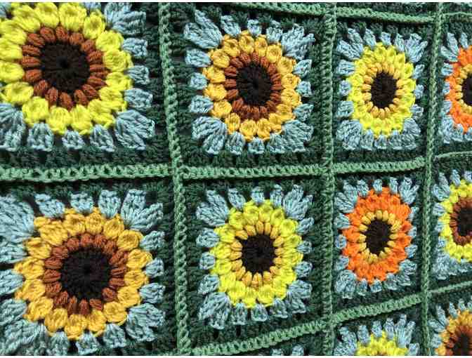 Crocheted Yellow &amp; Orange Sunflower Blanket - Photo 1