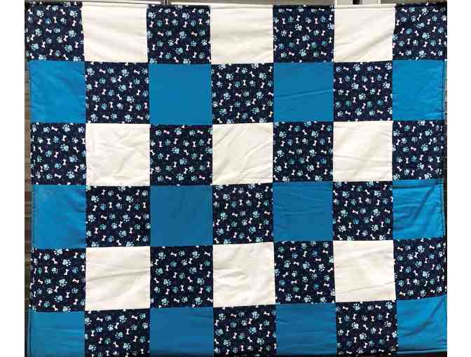 Paw Print and Bone Dog Blanket Quilt