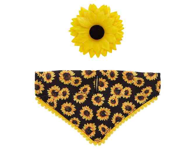 Cute Sunflower Bandana & Collar Slide Set (XS - S)