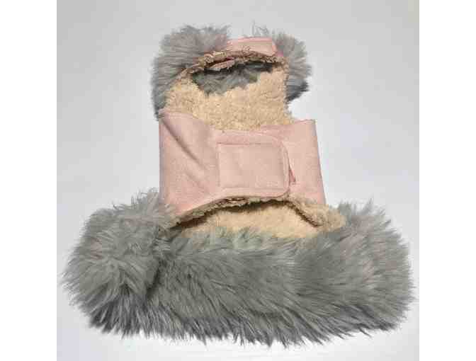 Faux Silver Fox Fur & Pink Suede Coat (size s)