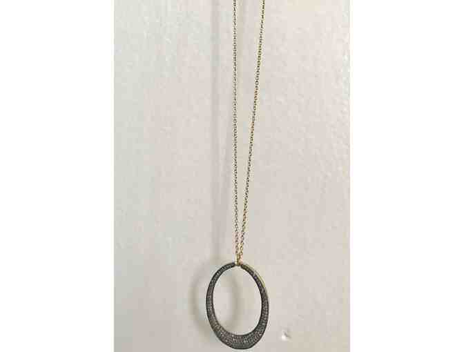 Open Oval Diamond Necklace, White Gold 14k Chain