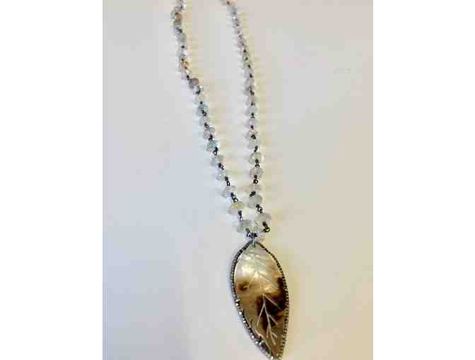 Hiji Designs Mother of Pearl Feather Pendant Necklace