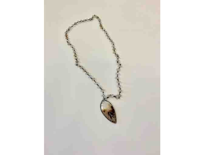 Hiji Designs Mother of Pearl Feather Pendant Necklace