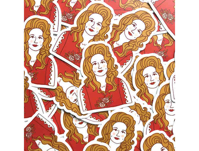 Hand illustrated 'Chart of Classic Ladies of Country Music' print and Dolly Parton Vinyl Sticker